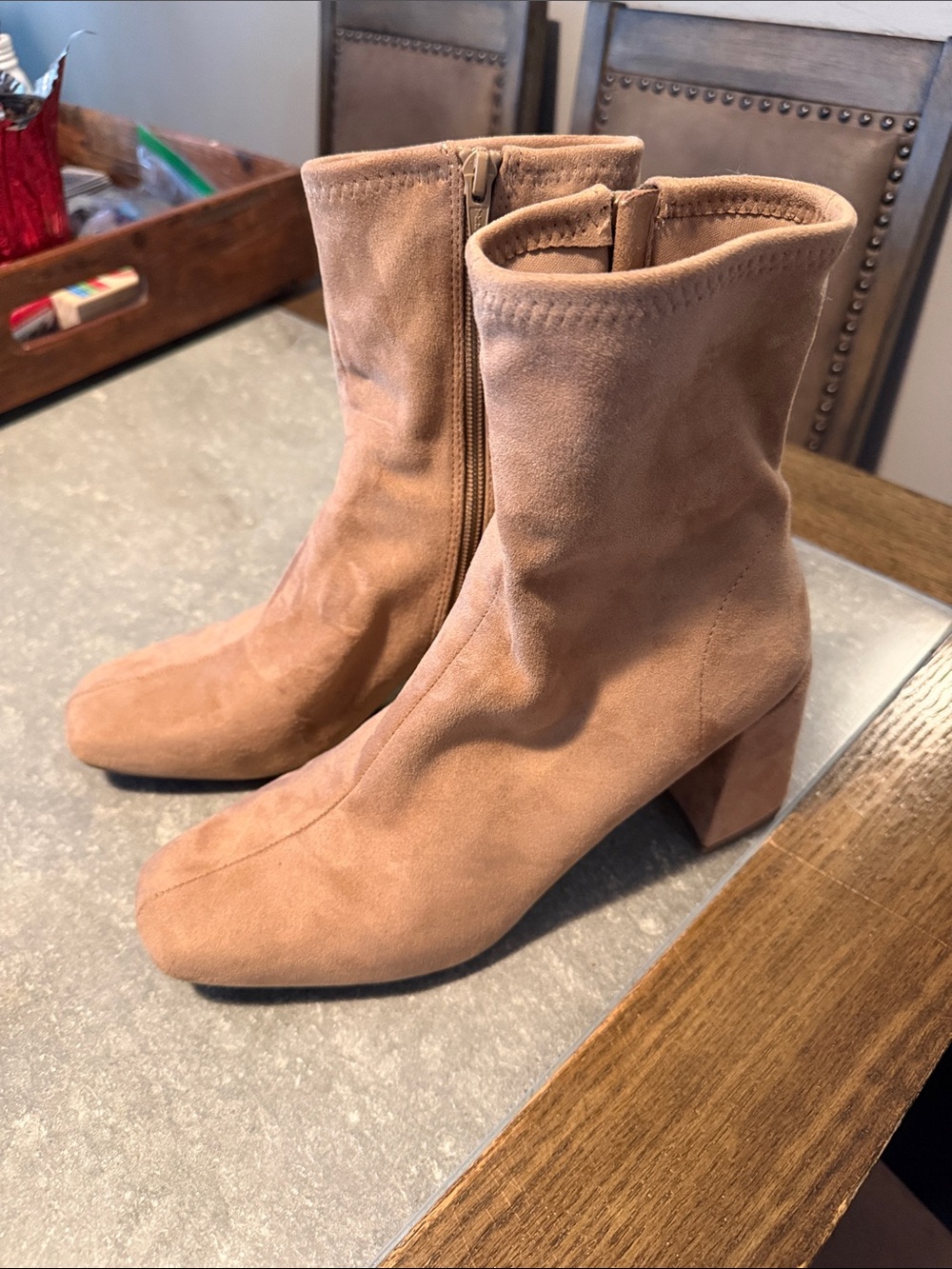 Target Women's Suede Mid-Calf Block Heel Boots - Tan